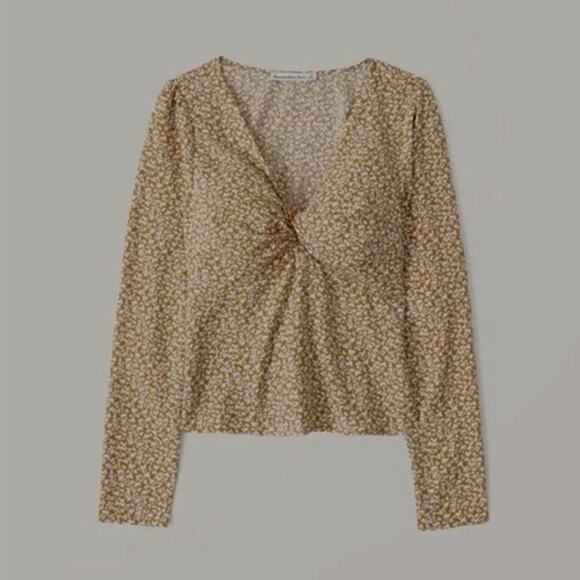 Abercrombie & Fitch Floral Twist Front Blouse Long Sleeve Top Women’s - M - Picture 1 of 5
